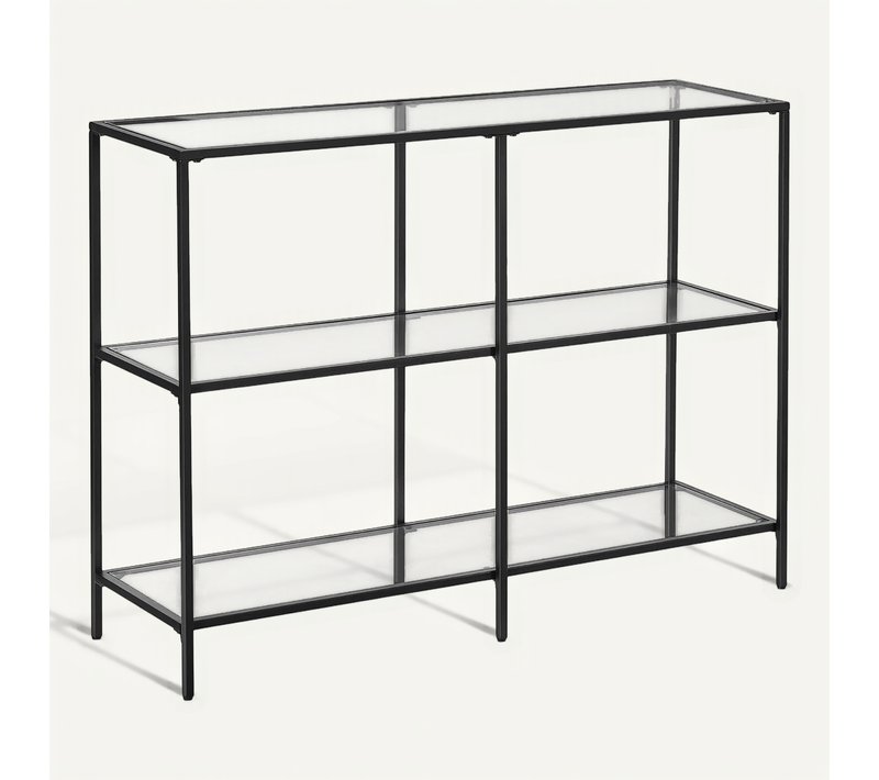 Console En Verre Avec Cadre En Acier Noir