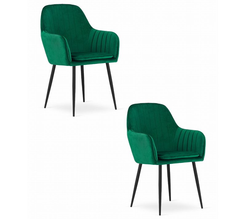 Chaise De Salle à Manger Lot De 2 Lugo Siège Vert, Jambes Noires, Siège Ergonomique