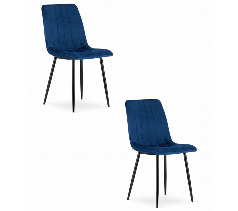 Chaise De Salle à Manger Lot De 2 Jewa Siège Bleu Marine, Siège En Velours, Siège Ergonomique