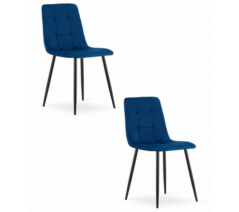 Chaise De Salle à Manger Lot De 2 Pyra Siège Bleu Marine, Siège En Velours, Siège Ergonomique