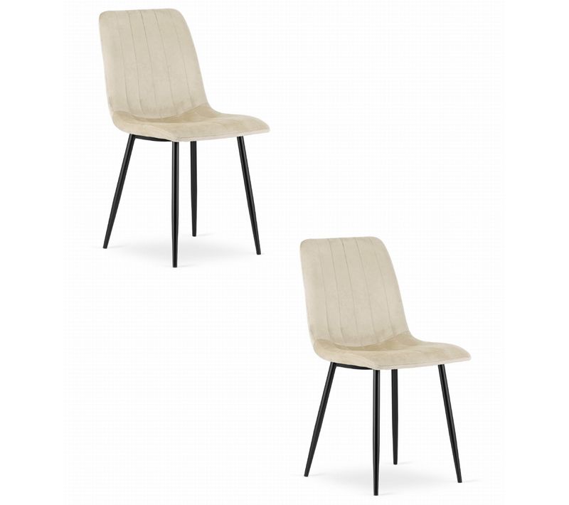 Chaise De Salle à Manger Lot De 2 Jewa Siège Beige Clair, Siège En Velours, Siège Ergonomique