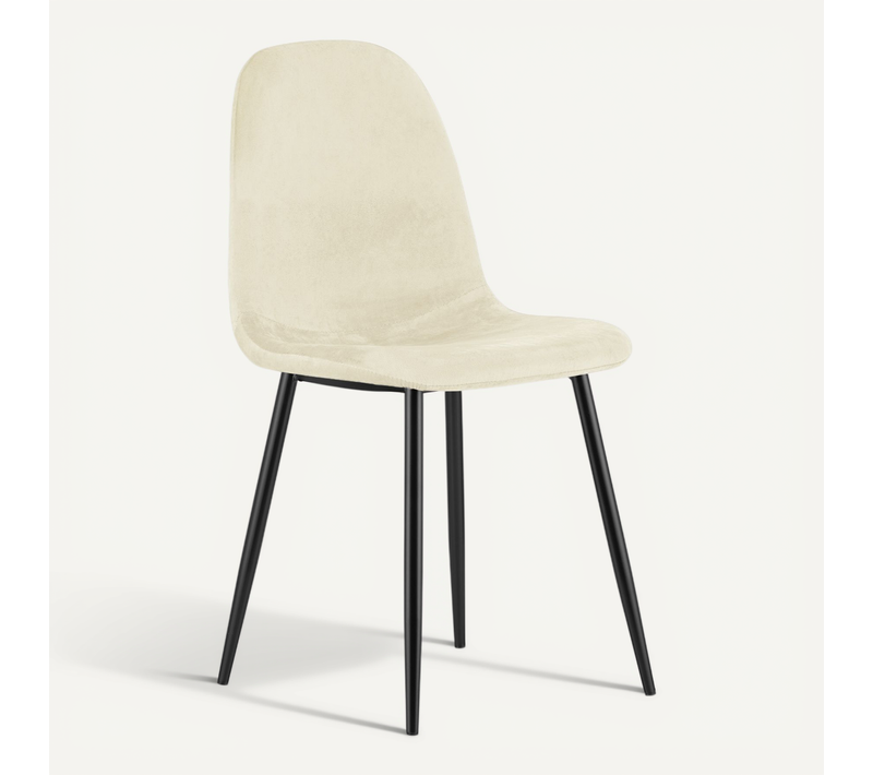 Chaise De Salle à Manger Como Siège Beige, Assise En Velours, Dossier Offrant Un Bon Soutien
