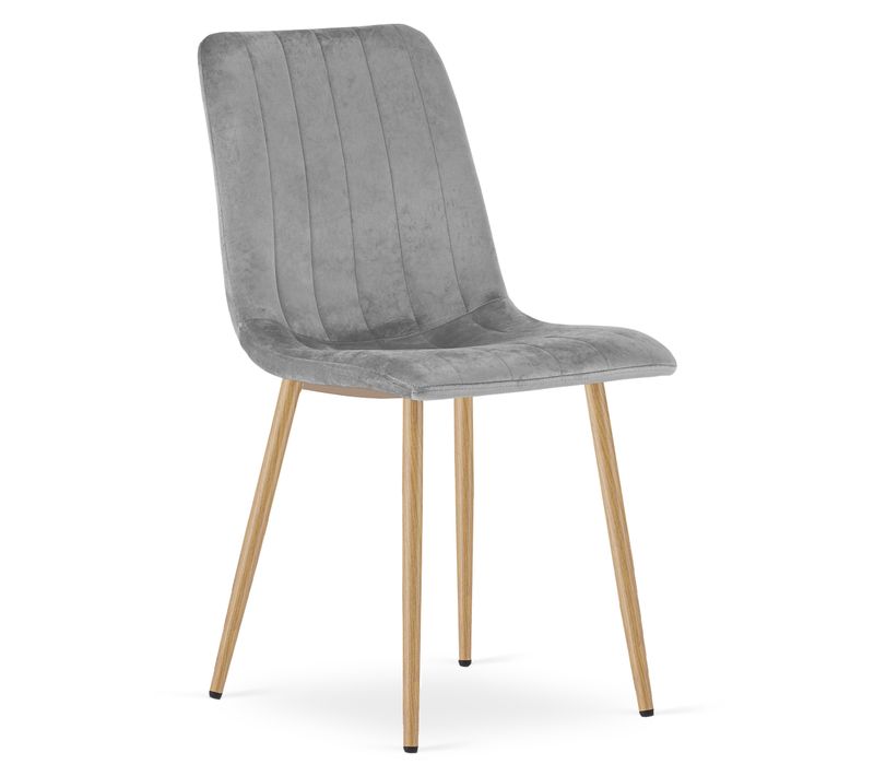 Chaise De Salle à Manger  Jewa Siège Gris Clair, Pieds Couleur Bois, Siège En Velours