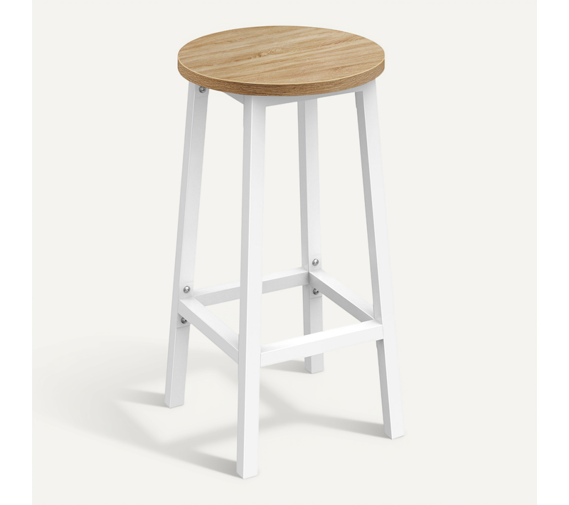Tabouret De Bar  M2906 Siège De Sonoma, Base Blanche, Repose-pieds, Structure En Acier Robuste