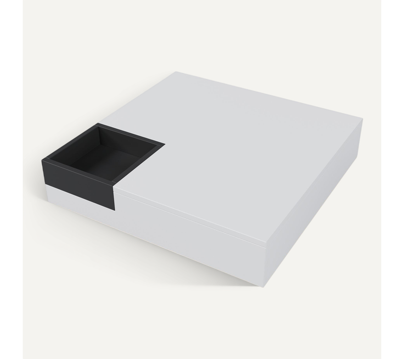 Table Basse LED Carré, Table De Salon, Table D'appoint Avec Boîte De Rangement Amovible, Blanc
