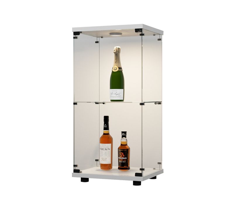 Vitrine En Verre Avec Éclairage LED Pour Salon, Blanc