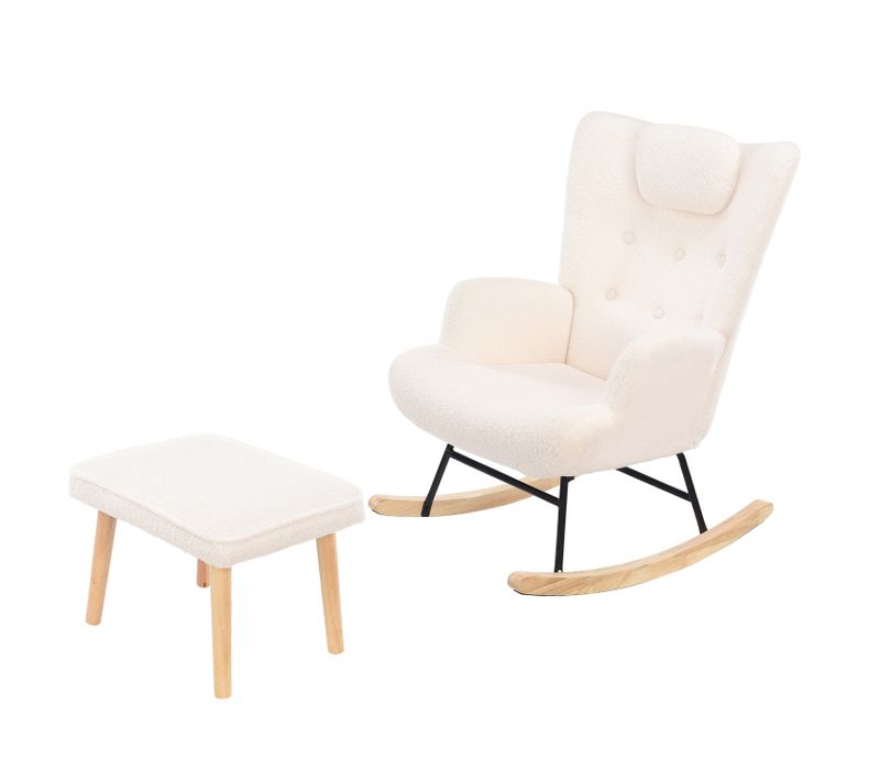Fauteuil Avec Repose-pieds, Chaise Longue Confortable Avec Poches Latérales Pour Le Salon, Blanc