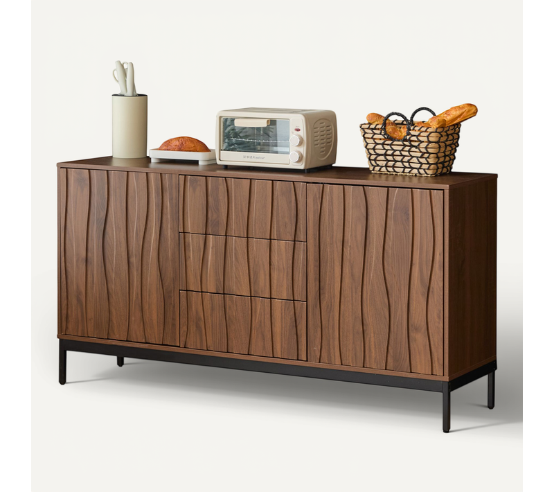 Buffet 150 Cm Avec 3 Tiroirs Et 2 Portes - 150x40x80 Cm - Bois