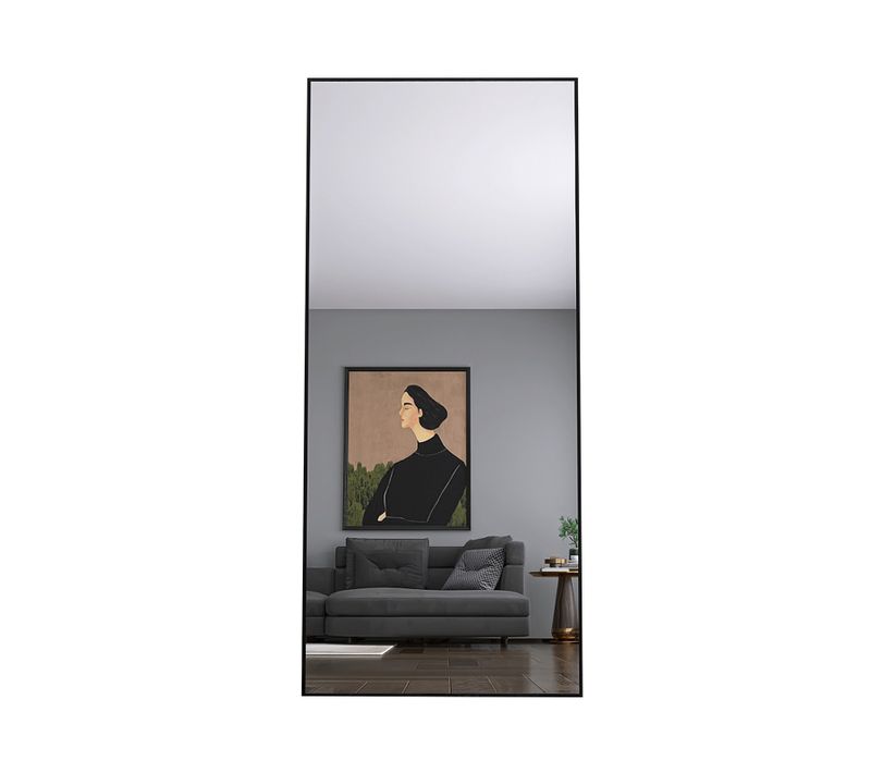 Miroir De Maquillage Rectangulaire Pleine Longueur 180 X 80 Cm, à Suspendre Ou à Poser, Noir.