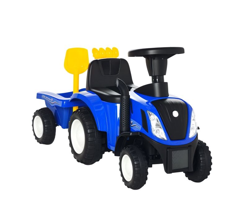 Tracteur à Pousser Avec Remorque - Klaxon, Jouets Sable - 1 An - Bleu，91x29x44 Cm