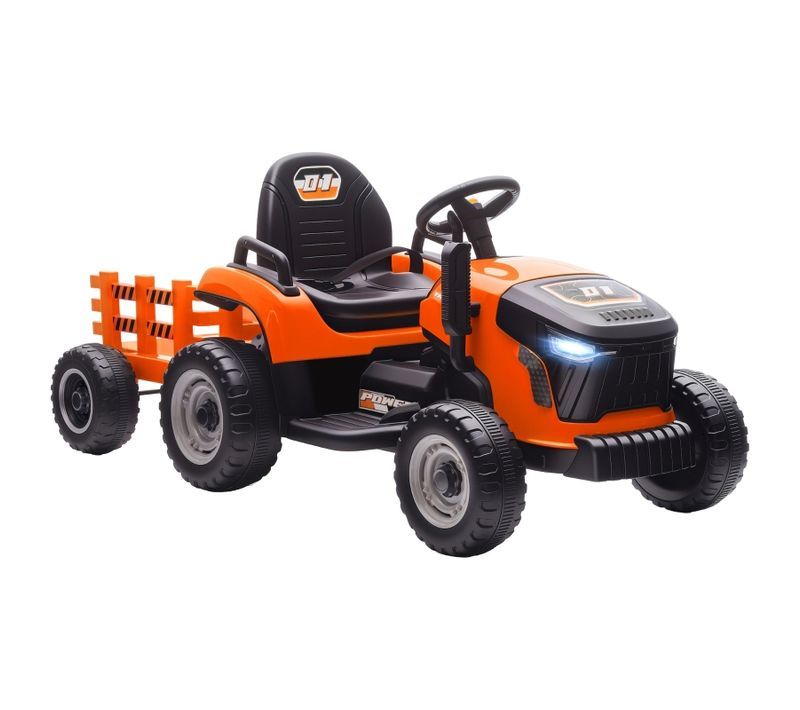 Tracteur Junior Sécurisé - Commande Parentale, Démarrage Doux - Orange - 3-8 Ans