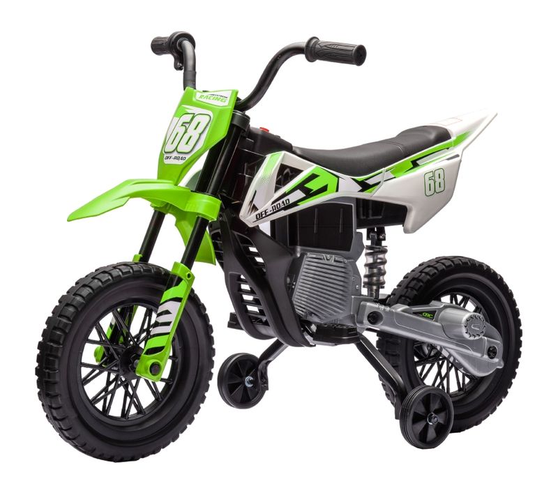 Moto Électrique Enfant 12v - Musique, Roues Stabilisatrices - 3-6 Ans - Vert