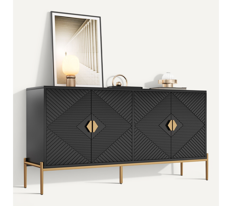 Buffet Moderne De Rangement 162x40x80cm - Pour Salon, Salle à Manger Et Entrée