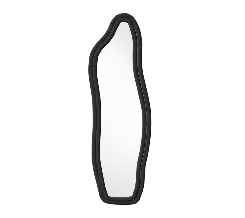 Miroir Pleine Longueur 140x45 Cm, Cadre En Velours, Peut Être Accroché Ou Posé à La Verticale,noir