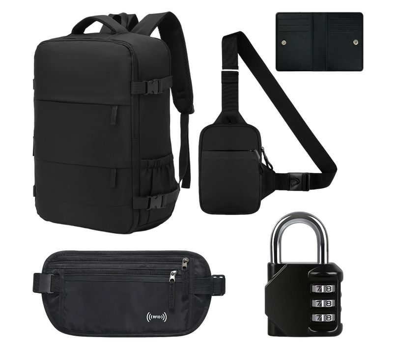 Ensemble 5 pièces anti-RFID-Banane,sac à dos,portefeuille,cadenas,sac poitrine - Pour déplacements
