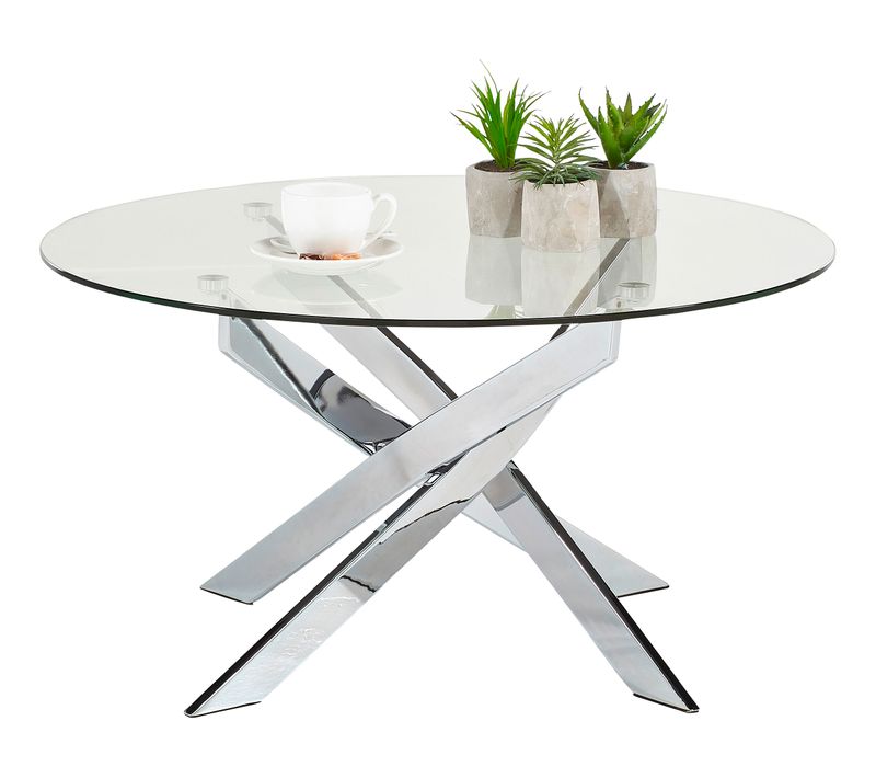 Table basse ronde PIVO Verre et Chrome