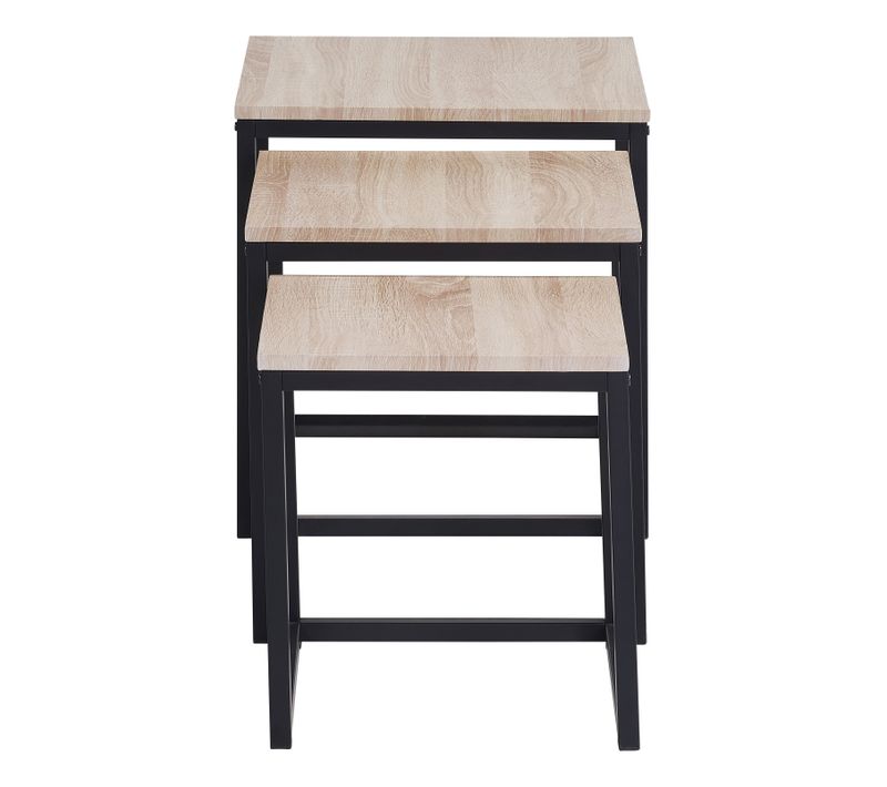 3 tables basses gigognes NEVA Imitation chêne / noir