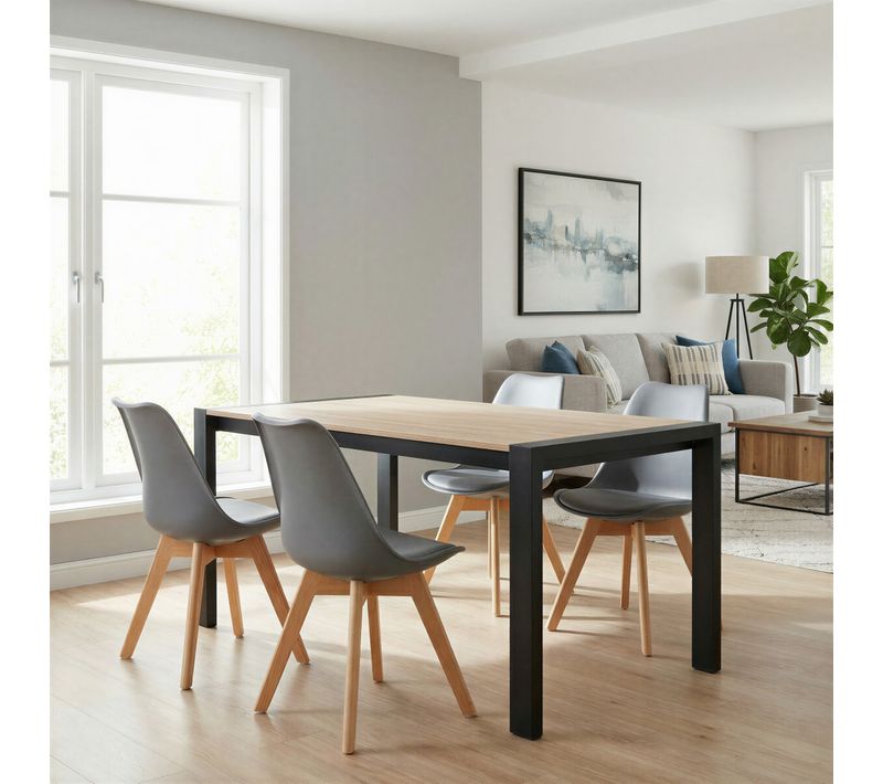 Table extensible L.120/160 cm CAMDEN Chêne sonoma/noir