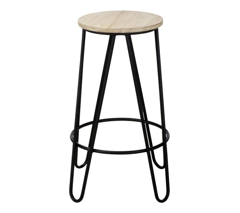 Tabouret de bar H. 63 cm ESSIA 2 Bois clair/noir