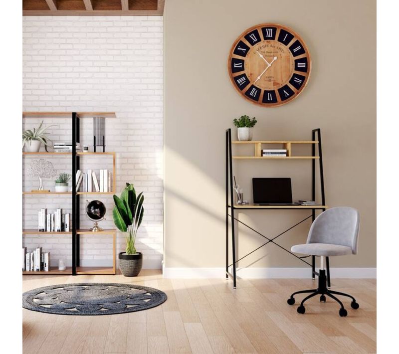 Bureau avec étagére BONO imitation chêne et noir