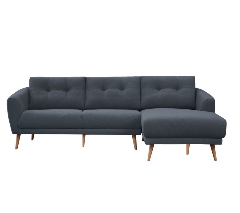 Canapé d'angle droit ZOE II tissu bleu foncé