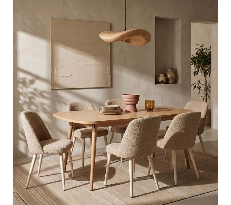 Table à manger extensible 160-200 x 90 cm COLUMBUS imitation chêne