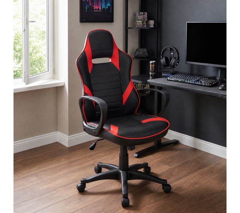 Fauteuil de bureau gamer LOOT noir et rouge