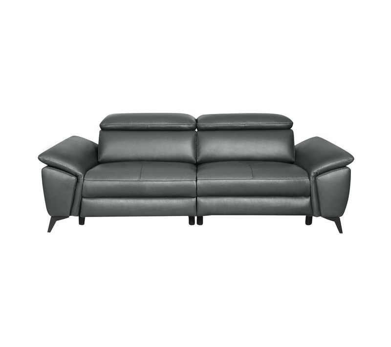 Canapé 3 places relax foncé électrique NEWPORT II cuir et croûte de cuir gris