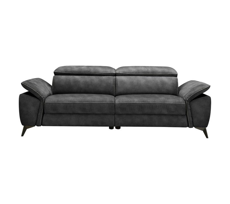 Canapé 3 places relax électrique NEWPORT II tissu gris foncé