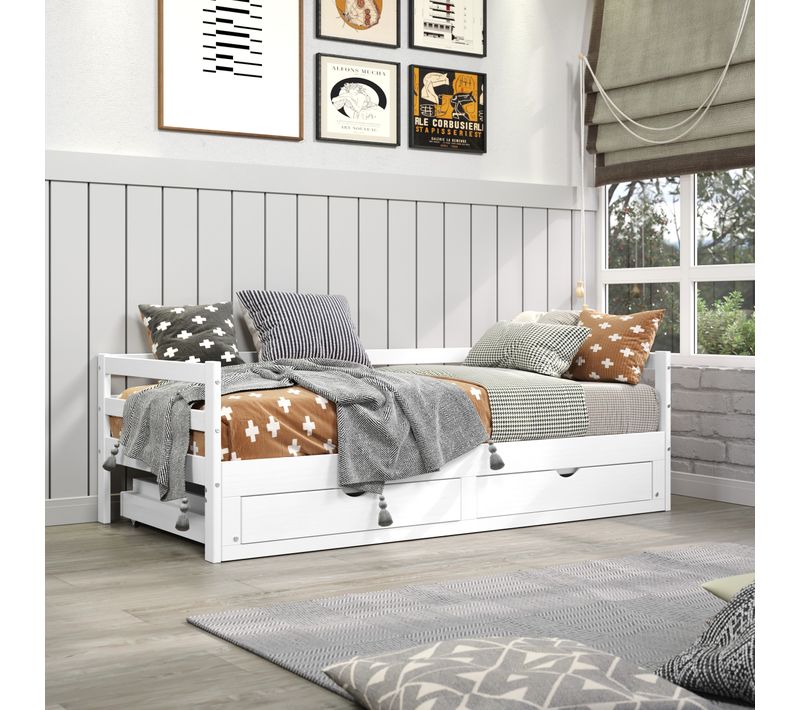 Lit extensible 90/180x190 cm BLOOM Blanc