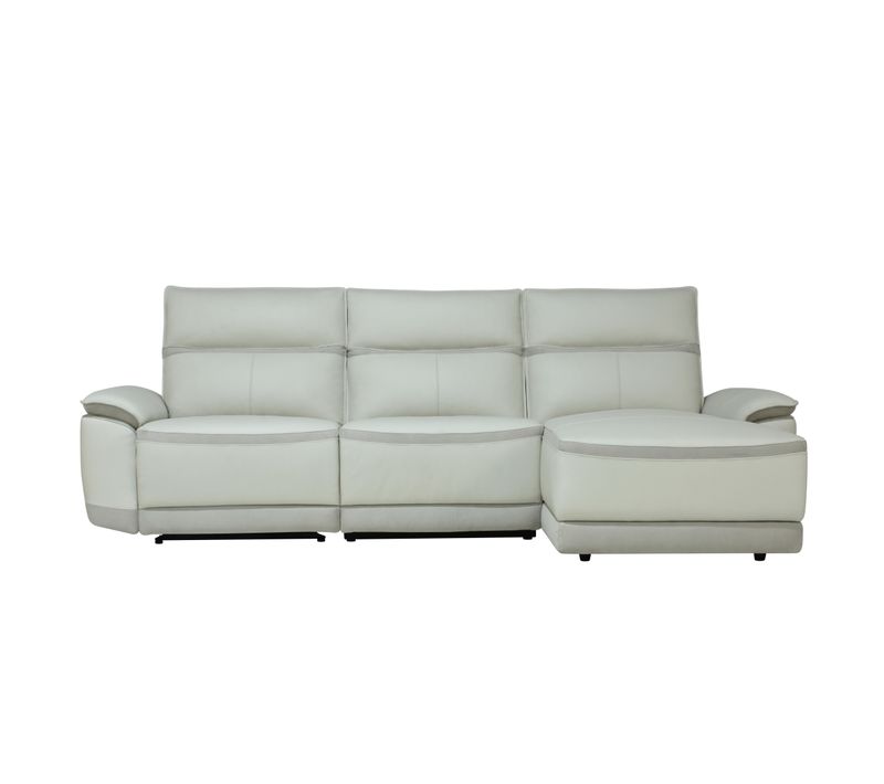 Canapé d'angle relax DOUGLAS angle droit cuir/tissu givre