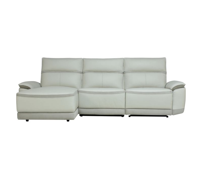 Canapé d'angle relax DOUGLAS angle gauche cuir/tissu givre