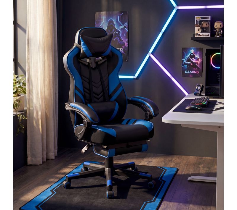 Fauteuil de bureau ergonomique Gamer RELOAD bleu et noir