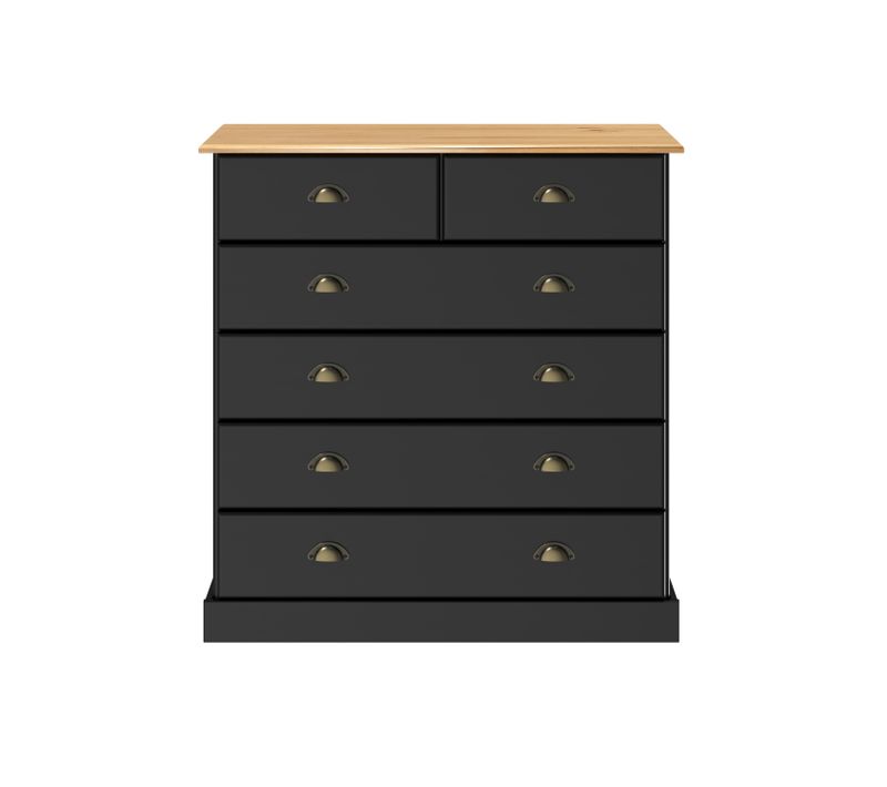 Commode 4+2 tiroirs STANFORD noir et miel