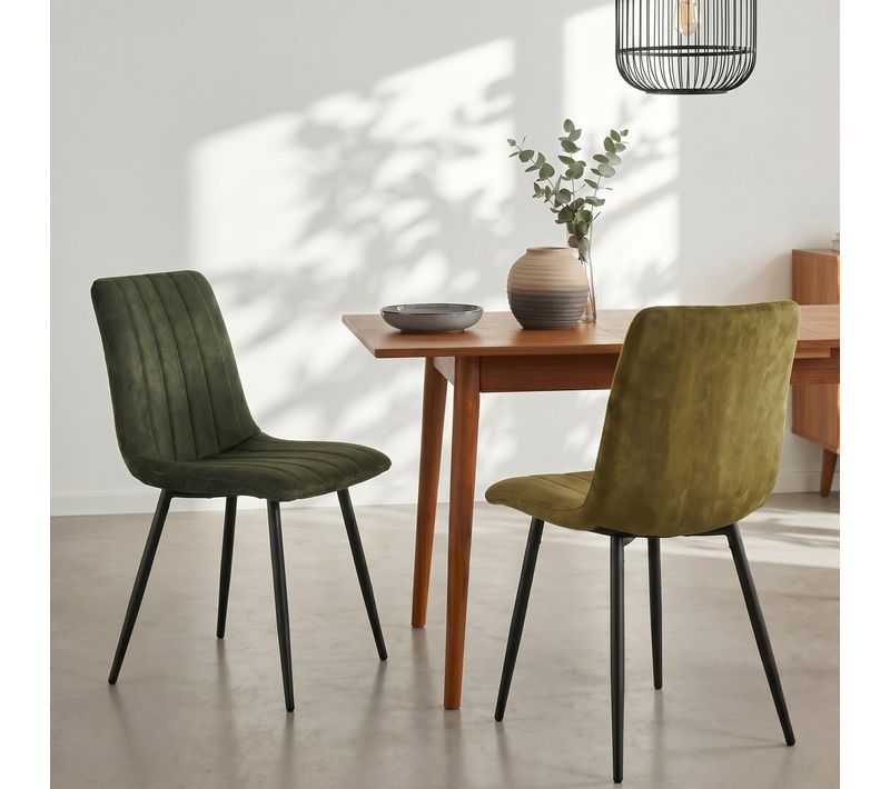 Lot de 2 chaises DIANE en velours kaki