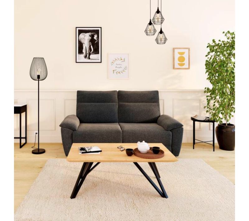 Table basse ANDREA Imitation chêne / noir