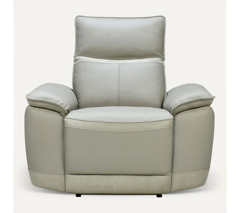 Fauteuil relax électrique électrique DOUGLAS cuir et tissu gris