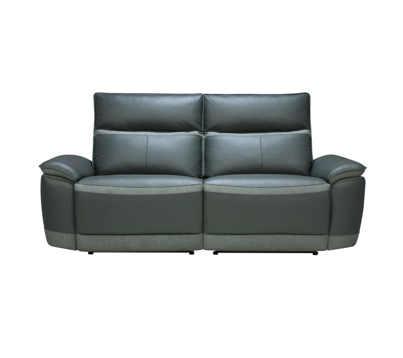 Canapé 3 places relax électrique DOUGLAS cuir et tissu gris foncé