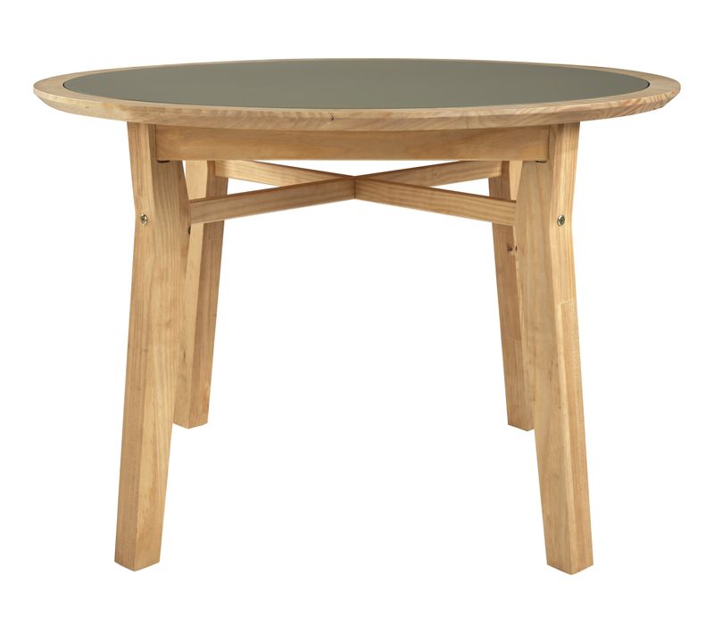 Table ronde LAELIA bois massif/ lichen vert
