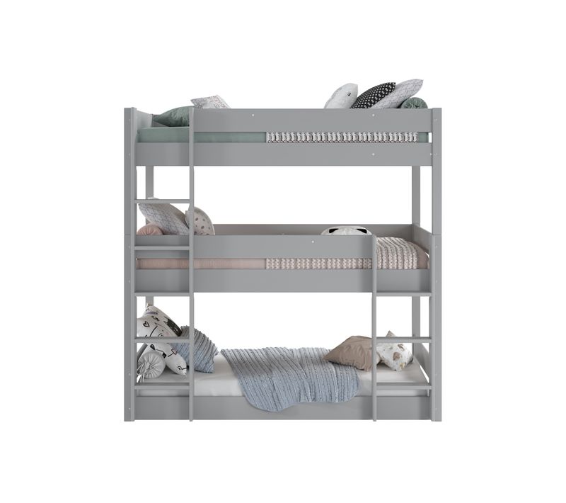 Lit superposé 3x90x190 cm BLOOM Gris