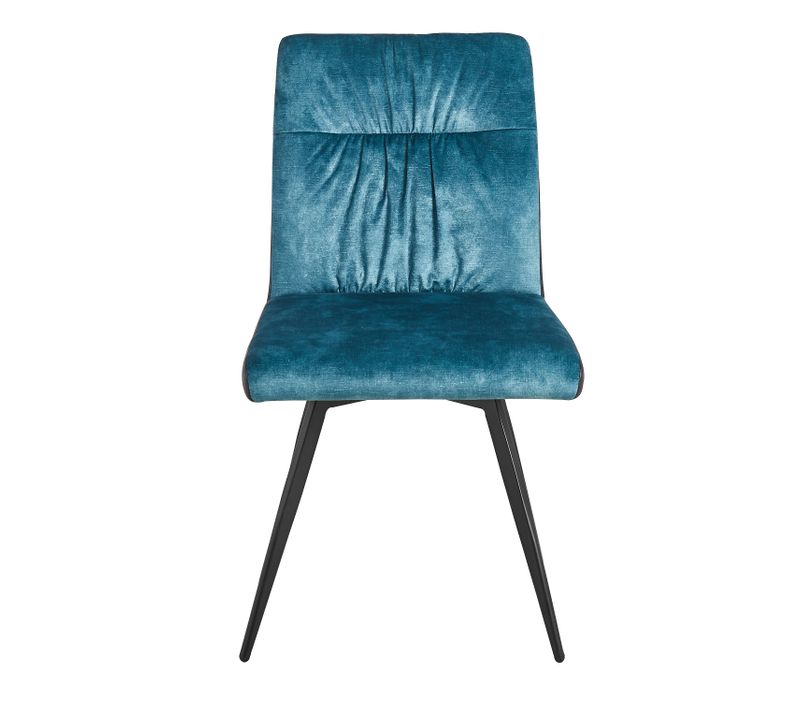 Chaise bi-matière ETNA tissu bleu/ polyuréthane noir