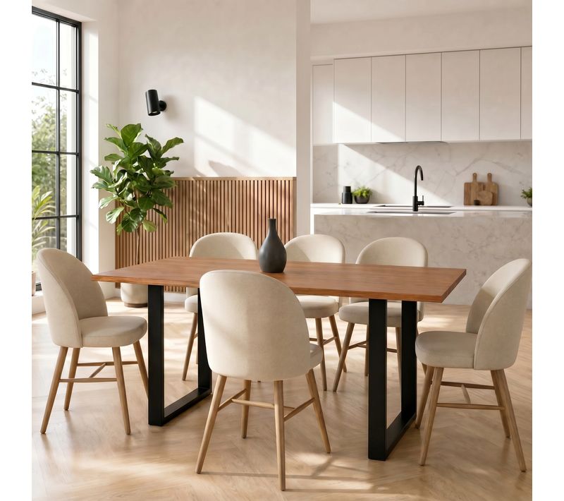 Table de séjour L.140 x l.75/80cm VATIRA acacia et noir