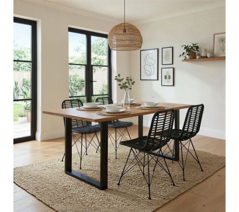 Table de séjour L.160 x l.85/90cm VATIRA acacia et noir