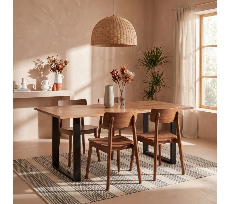 Table de séjour L.180 x l.85/90cm VATIRA acacia et noir