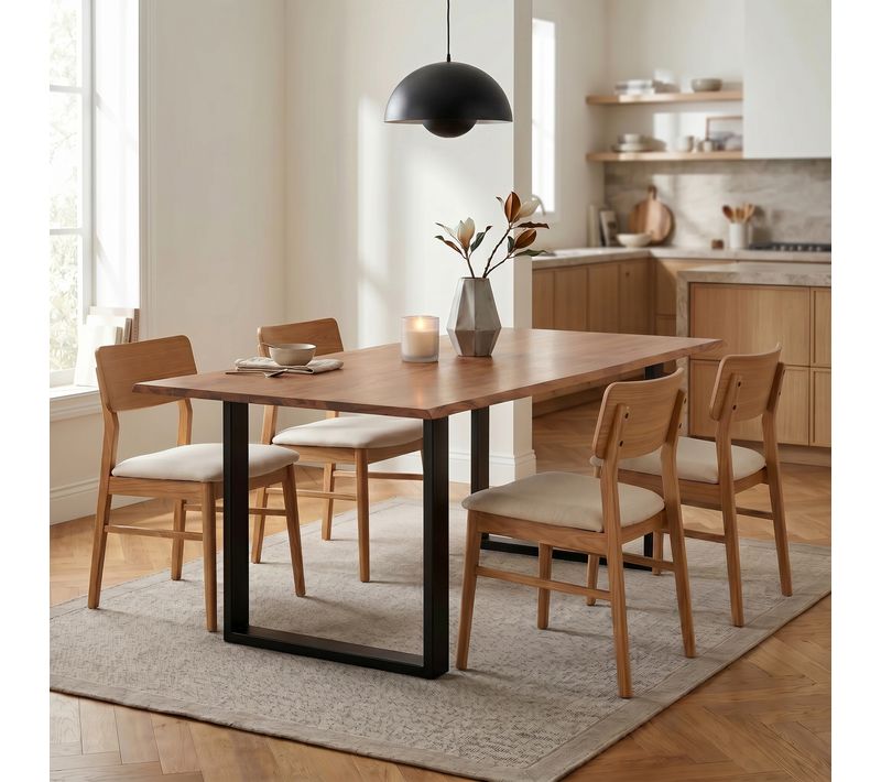 Table de séjour L.200 x l.95/100cm VATIRA acacia et noir
