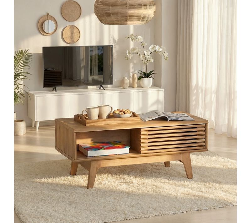 Table basse BAYA Imitation chêne