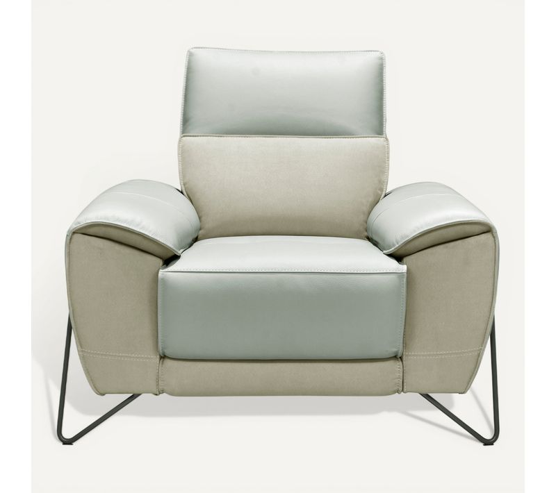 Fauteuil relax électrique électrique KENSINGTON cuir et tissu gris clair