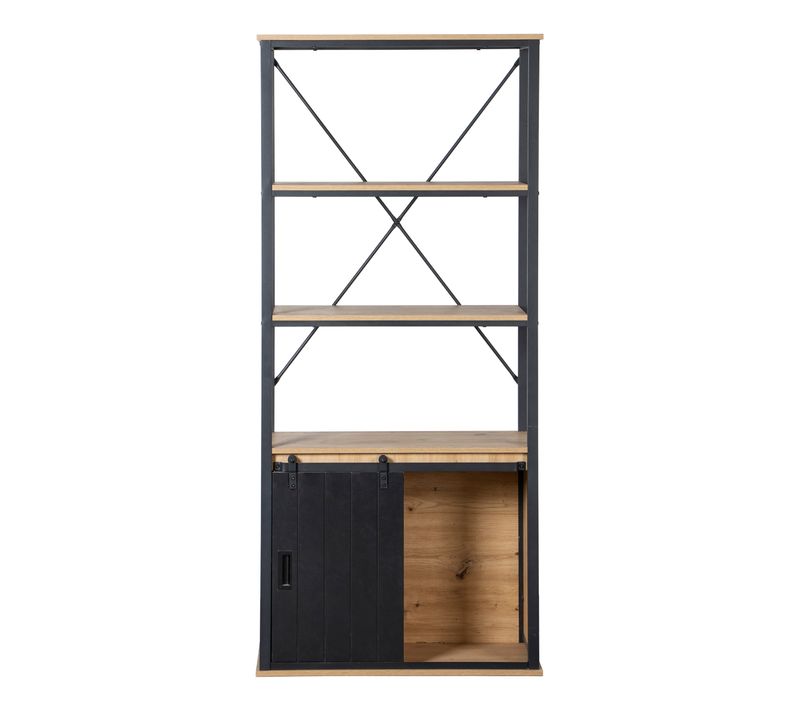 Bibliothéque 1 porte NASH imitation chêne et noir