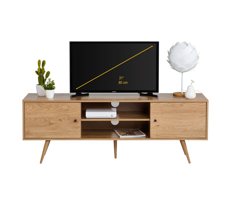 Meuble TV L. 150 cm COLUMBUS Imitation chêne