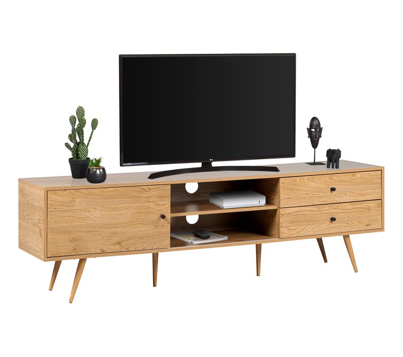 Meuble TV L. 180 cm COLUMBUS Imitation chêne
